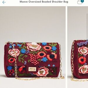 Maeve Beaded Floral Clutch in Red and Blue